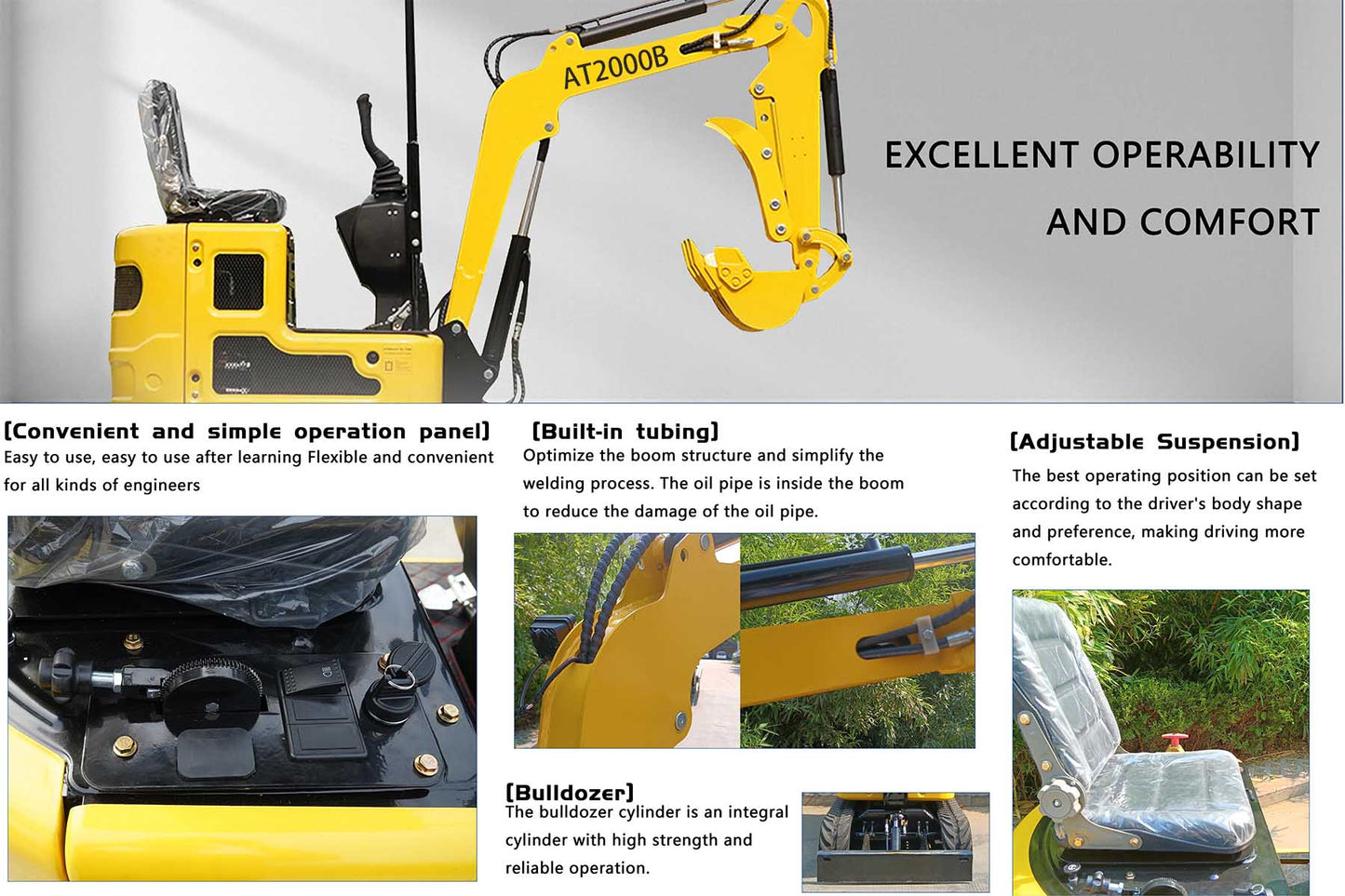 Free shipping, 2000-pound mini excavator with B&S engine