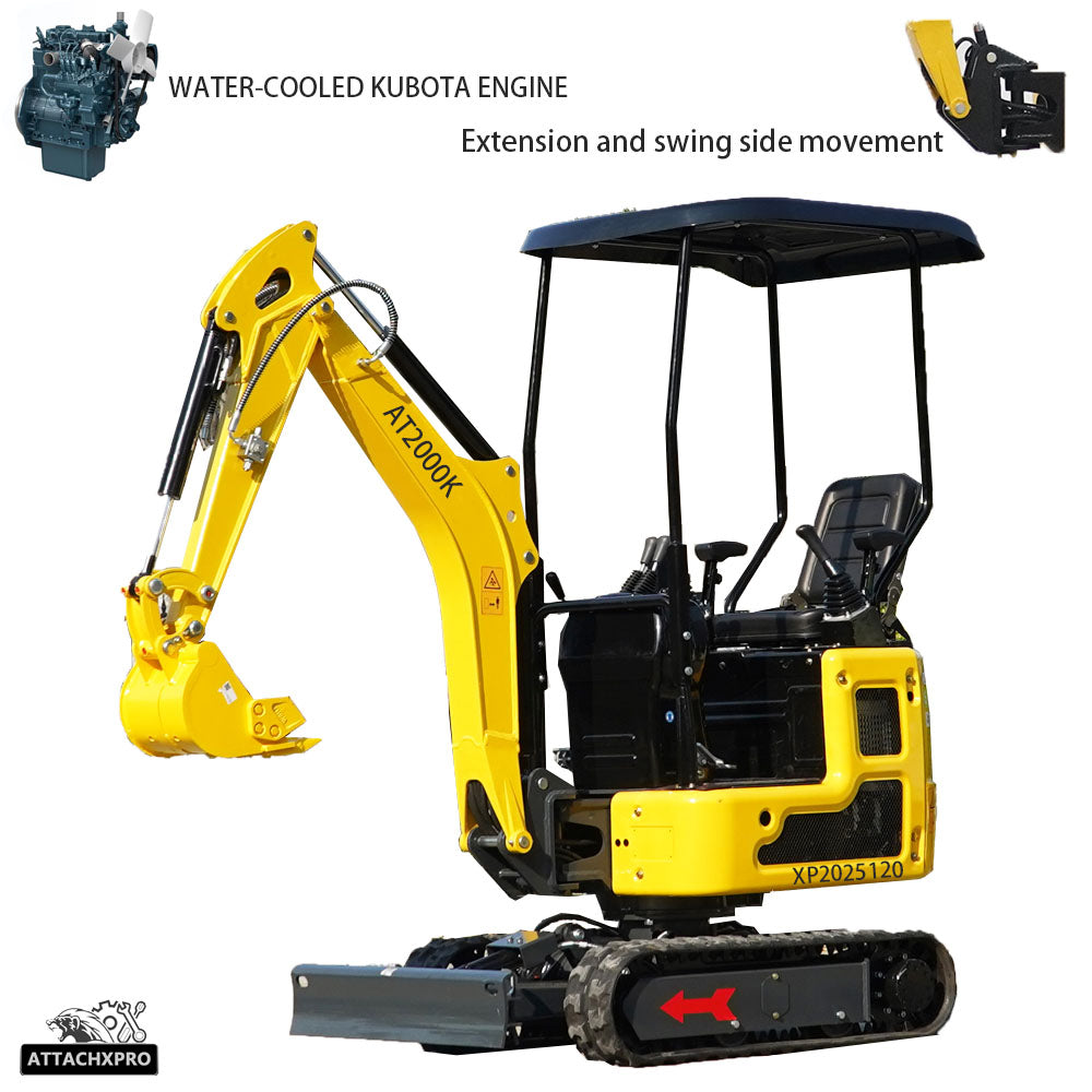 Free shipping, 2000-pound mini excavator with Kubota engine