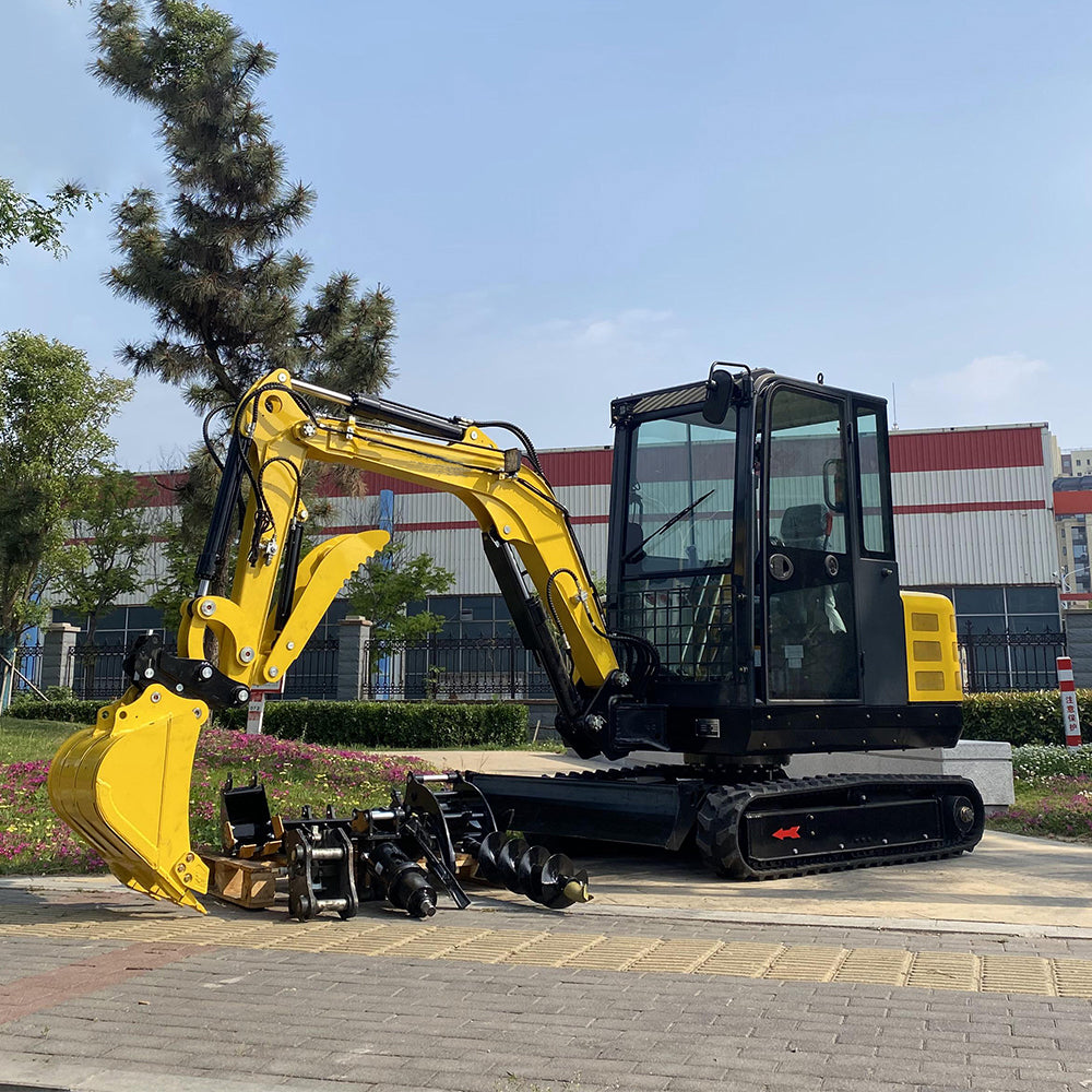 Free Shipping - 6000 lb crawler excavator with air-conditioned cab, Changchai engine, telescopic side swing, suitable for high load and high intensity work