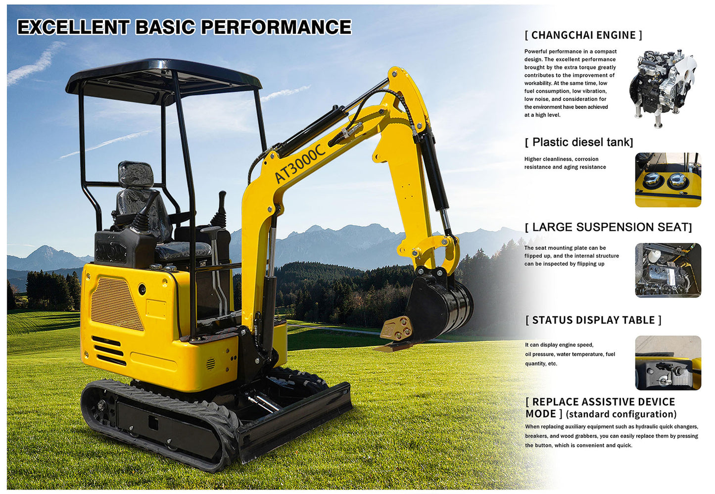 Free Shipping, 3000 lb crawler excavator Changchai engine,