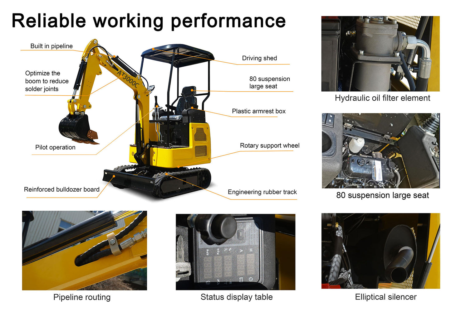 Free Shipping, 3000 lb crawler excavator Changchai engine,