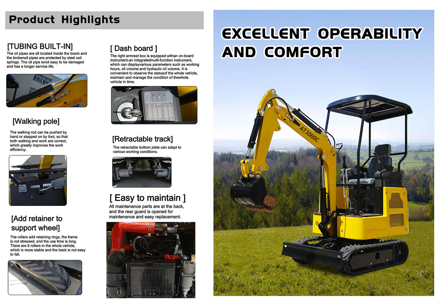 Free Shipping, 3000 lb crawler excavator Changchai engine,