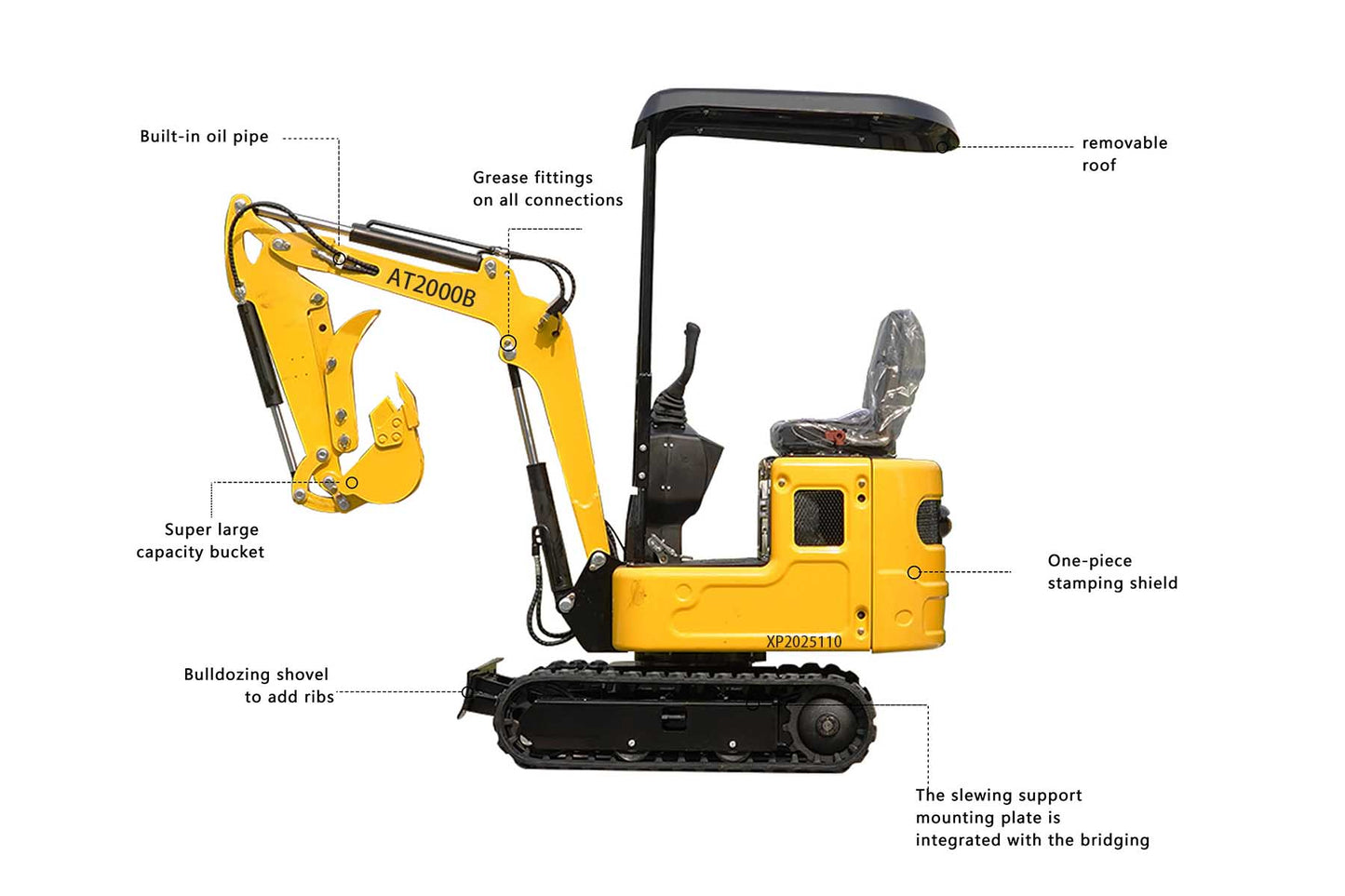 Free shipping, 2000-pound mini excavator with B&S engine