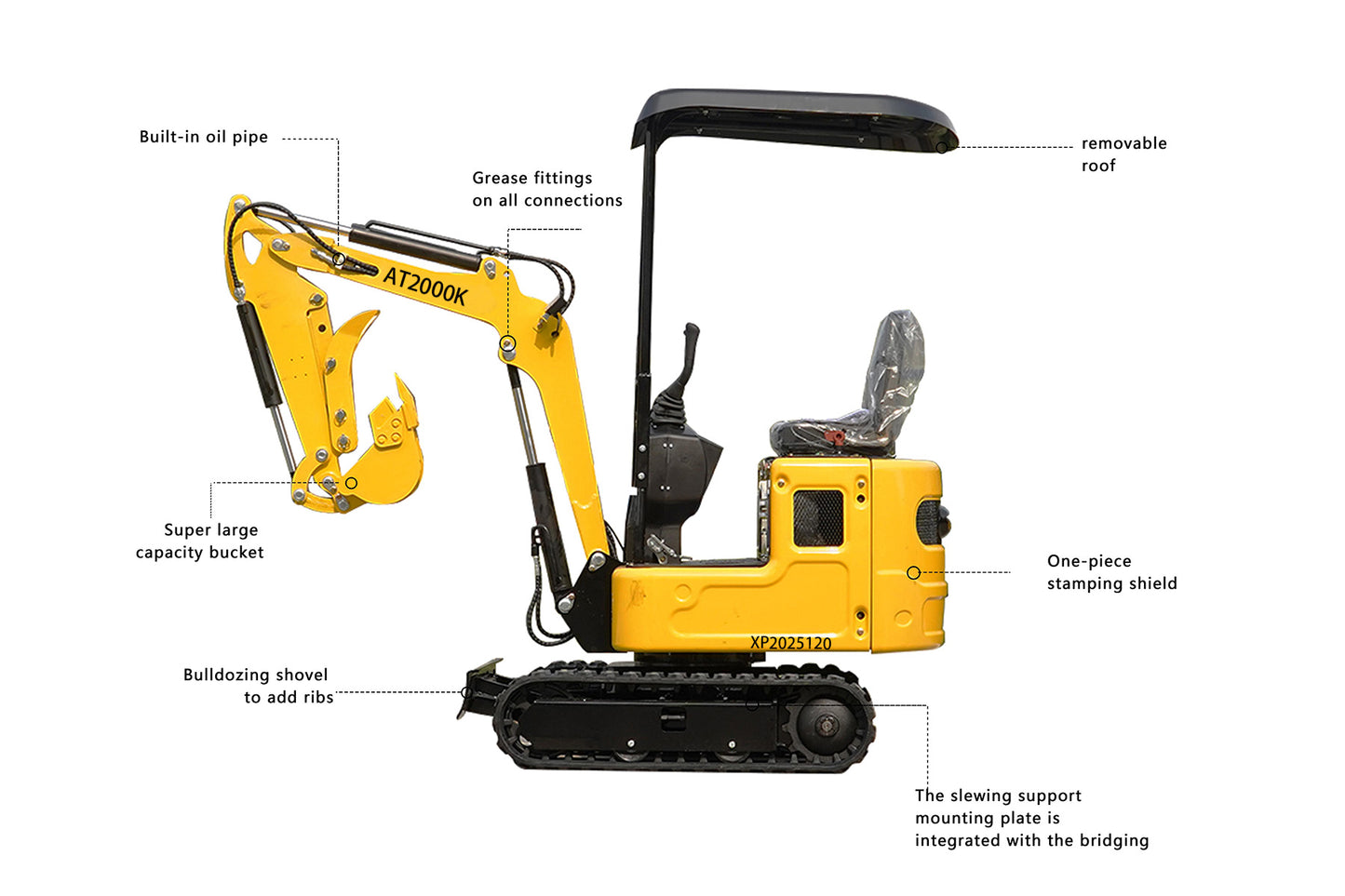 Free shipping, 2000-pound mini excavator with Kubota engine