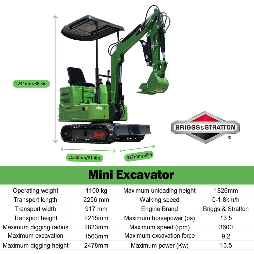 2000lbs Mini Excavator,B&S Engine,US Stock