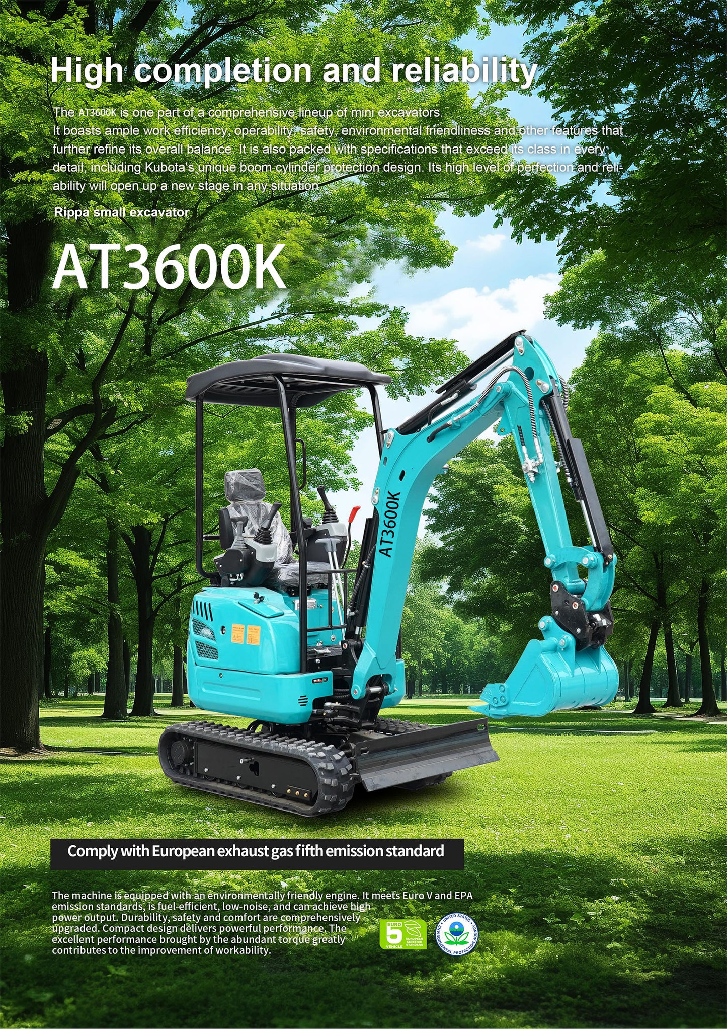 Free Shipping, 3600 lb crawler excavator with Kubota engine