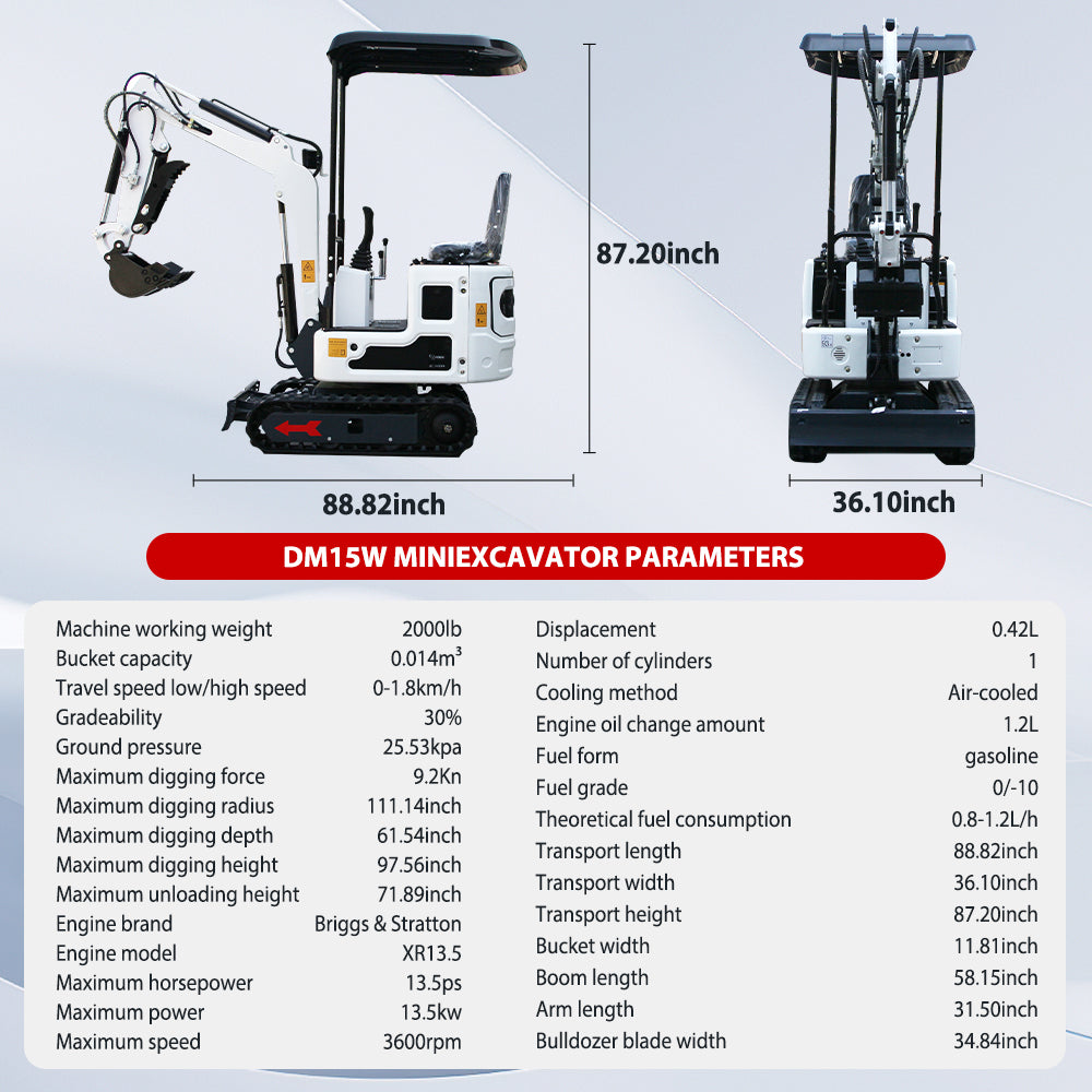 2000lbs Mini Excavator B&SEngine，US Stock
