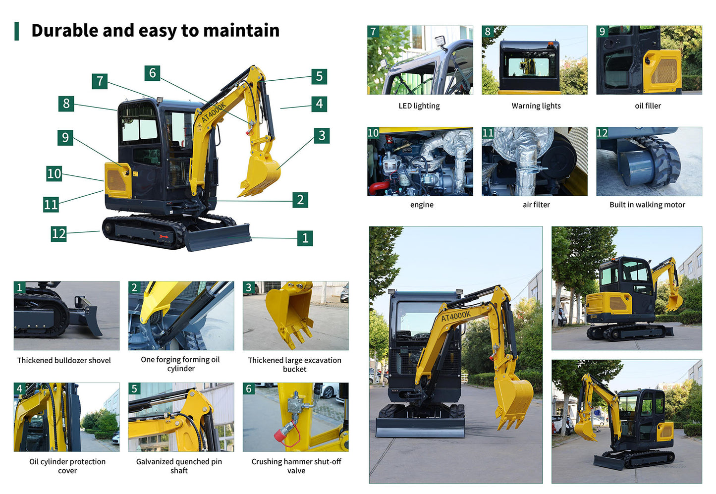 4000lbs all-terrain crawler excavator, Kubota engine