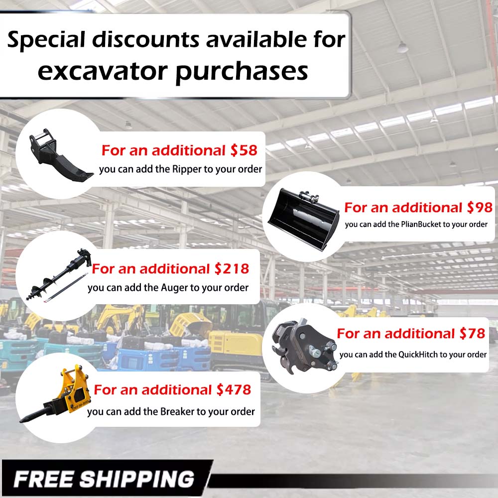 Five attachments for 1 ton mini excavator